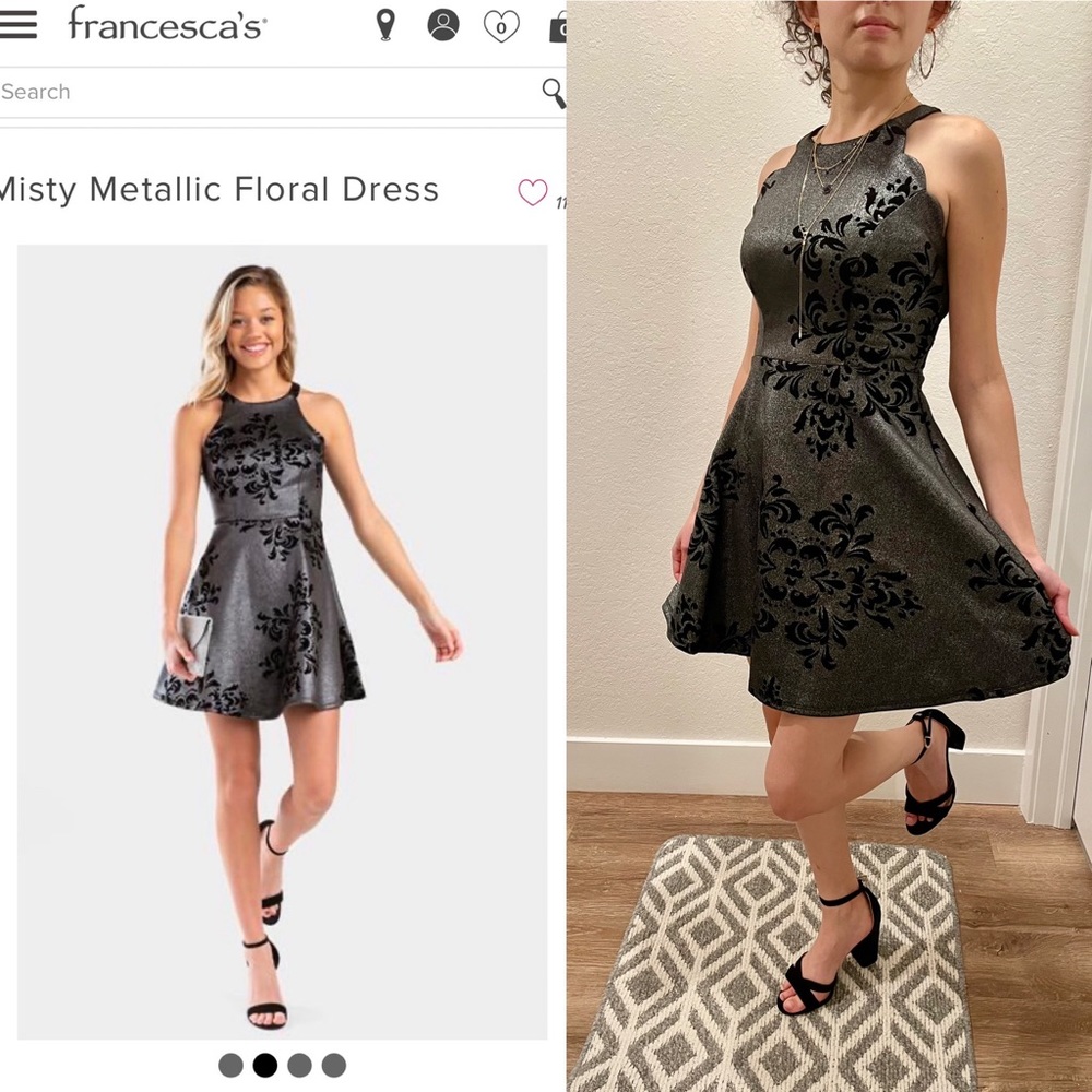 Francesca’s Misty Metallic Floral Dress